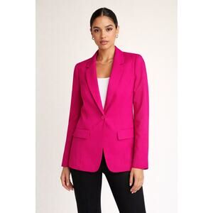 BLAIR Vibrant Fuchsia Pink Y2K Notch Relaxed Fit Single Button Blazer Size 10